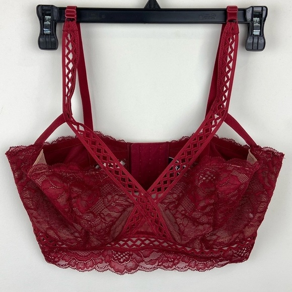 Adore Me Verana Unlined Bra Red Lace Size 36D - Picture 9 of 14